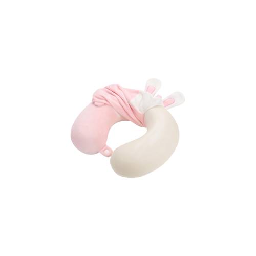 Perna de Calatorie pentru Gat si Cap, Umplutura din Spuma cu Memorie, Model Iepuras, Alb