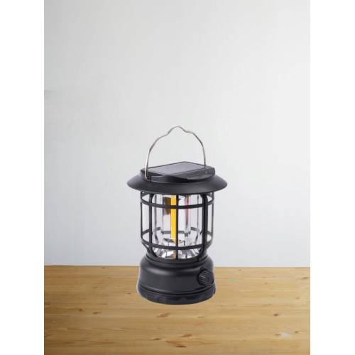 Lampa Portabila Camping Vintage, Intensitate Reglabila, Incarcare Solara si USB, Negru Lampa Portabila Camping Vintage, Intensitate Reglabila, Incarcare Solara si USB, Negru