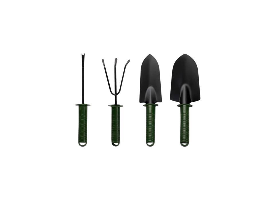 Set 4 Unelte Gradina pentru Plantare si Ingrijire, PVC Carton, Verde