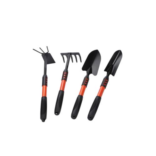 Set 4 Unelte Gradina pentru Plantare si Ingrijire, Otel Carbon, Negru