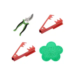 Set 4 Unelte Gradinarit Indepartare Spini si Taiere, PVC/Otel Carbon, Rosu/Verde