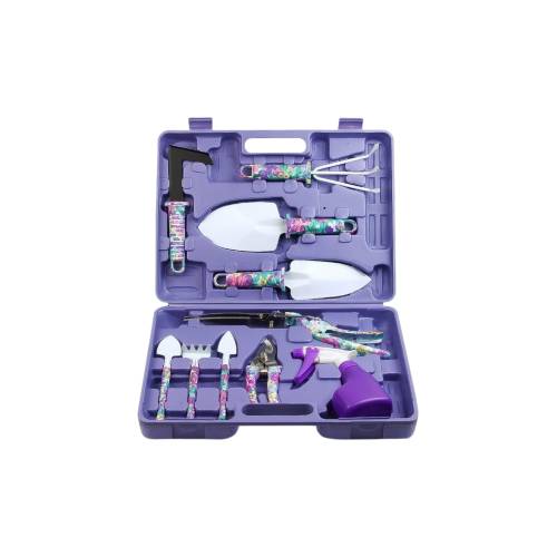 Set 10 Unelte Gradina pentru Plantare si Ingrijire, Otel Inoxidabil, Mov