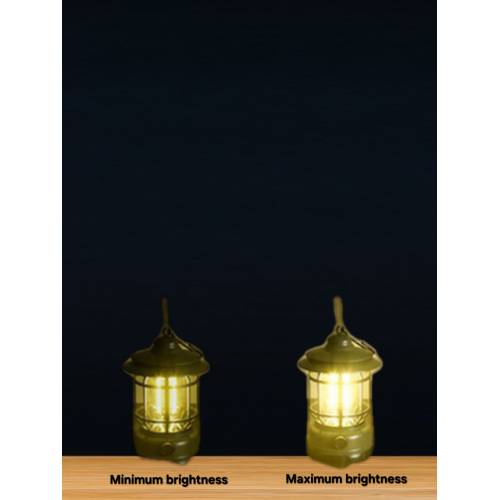 Lampa Portabila Camping Vintage, Intensitate Reglabila, Incarcare Solara si USB, Verde