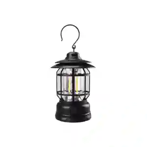 Lampa Portabila de Camping cu Carlig, Lanterna Led Vintage cu Intensitate Reglabila, Negru