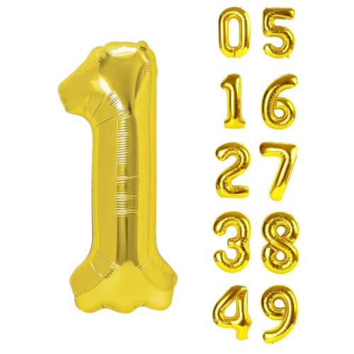 Balon din folie metalizata, tip cifra, 100 cm, umflare aer sau heliu, pai inclus, Auriu Balon din folie metalizata, tip cifra, 100 cm, umflare aer sau heliu, pai inclus, Auriu