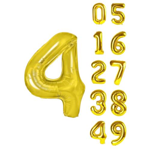 Balon din folie metalizata, tip cifra, 100 cm, umflare aer sau heliu, pai inclus, Auriu Balon din folie metalizata, tip cifra, 100 cm, umflare aer sau heliu, pai inclus, Auriu