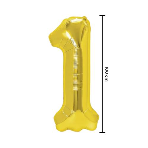 Balon din folie metalizata, tip cifra, 100 cm, umflare aer sau heliu, pai inclus, Auriu Balon din folie metalizata, tip cifra, 100 cm, umflare aer sau heliu, pai inclus, Auriu