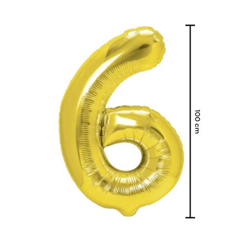 Balon din folie metalizata, tip cifra, 100 cm, umflare aer sau heliu, pai inclus, Auriu