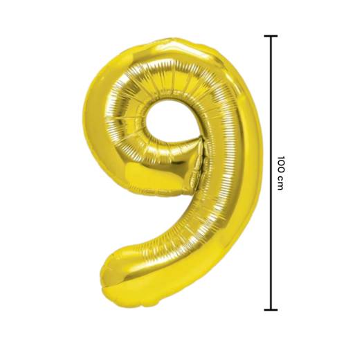 Balon din folie metalizata, tip cifra, 100 cm, umflare aer sau heliu, pai inclus, Auriu Balon din folie metalizata, tip cifra, 100 cm, umflare aer sau heliu, pai inclus, Auriu