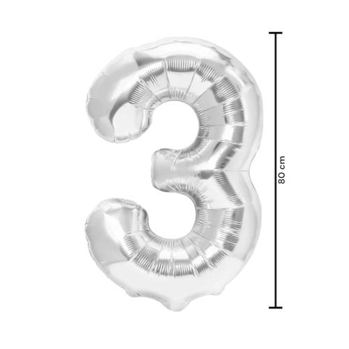Balon din folie metalizata, tip cifra, 80 cm, umflare aer sau heliu, pai inclus, Argintiu Balon din folie metalizata, tip cifra, 80 cm, umflare aer sau heliu, pai inclus, Argintiu