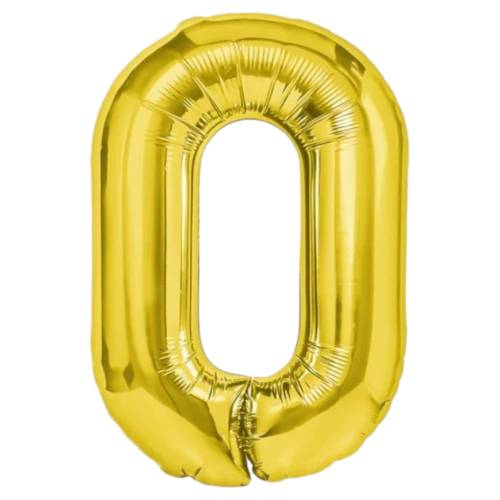 Balon din folie metalizata, tip cifra, 100 cm, umflare aer sau heliu, pai inclus, Auriu