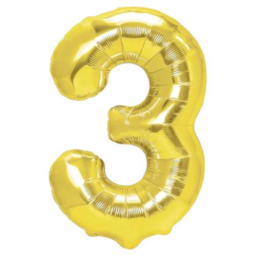 Balon din folie metalizata, tip cifra, 100 cm, umflare aer sau heliu, pai inclus, Auriu