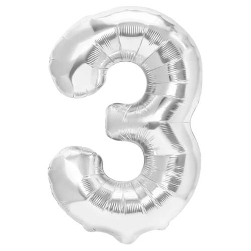 Balon din folie metalizata, tip cifra, 80 cm, umflare aer sau heliu, pai inclus, Argintiu Balon din folie metalizata, tip cifra, 80 cm, umflare aer sau heliu, pai inclus, Argintiu