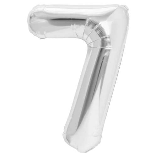 Balon din folie metalizata, tip cifra, 80 cm, umflare aer sau heliu, pai inclus, Argintiu