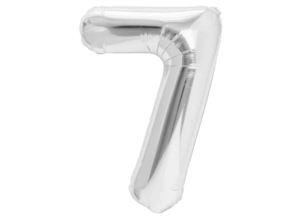 Balon din folie metalizata, tip cifra, 80 cm, umflare aer sau heliu, pai inclus, Argintiu