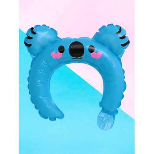 Balon din folie metalizata, tip coronita, model Koala, umflare aer sau heliu, Albastru