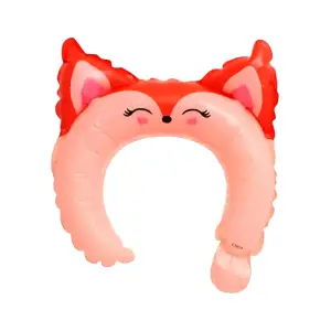 Balon din folie metalizata, tip coronita, model Vulpe, umflare aer sau heliu, Rosu