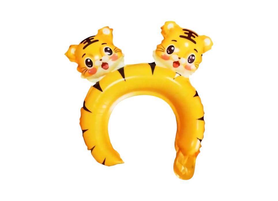 Balon din folie metalizata, tip coronita, model Tigru, umflare aer sau heliu, Galben