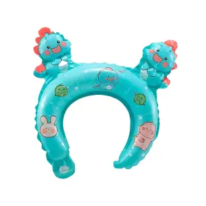 Balon din folie metalizata, tip coronita, model Dinozaur, umflare aer sau heliu, Albastru