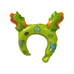 Balon din folie metalizata, tip coronita, model Dinozauri, umflare aer sau heliu, Verde