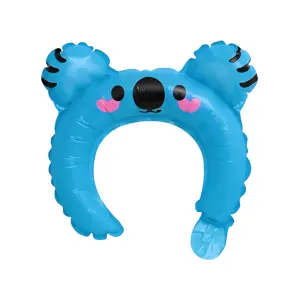 Balon din folie metalizata, tip coronita, model Koala, umflare aer sau heliu, Albastru