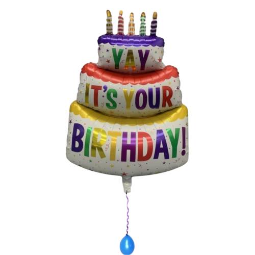 Balon din folie metalizata, model Tort, umflare aer sau heliu, Multicolor Balon din folie metalizata, model Tort, umflare aer sau heliu, Multicolor