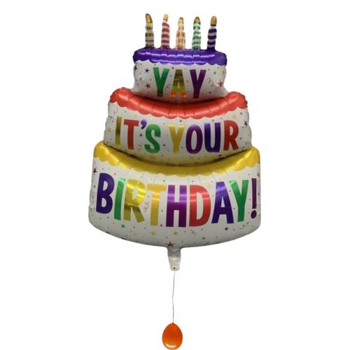 Balon din folie metalizata, model Tort, umflare aer sau heliu, Multicolor Balon din folie metalizata, model Tort, umflare aer sau heliu, Multicolor