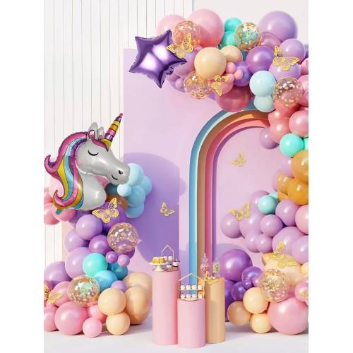 Balon din folie metalizata, model Unicorn, umflare aer sau heliu, Multicolor