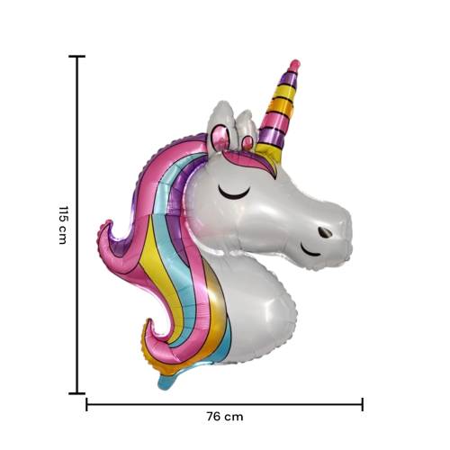 Balon din folie metalizata, model Unicorn, umflare aer sau heliu, Multicolor