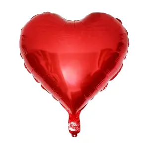 Balon din folie metalizata, model Inimioara, umflare aer sau heliu, Rosu