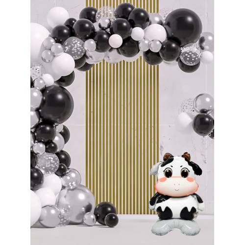 Balon din folie metalizata, model Vacuta, umflare aer sau heliu, Multicolor