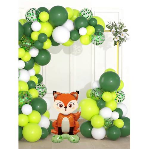 Balon din folie metalizata, model Vulpe, umflare aer sau heliu, Multicolor