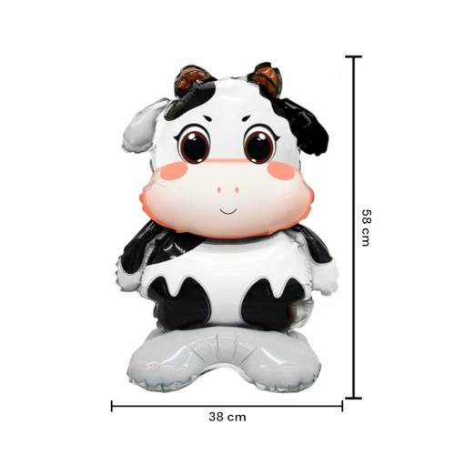 Balon din folie metalizata, model Vacuta, umflare aer sau heliu, Multicolor