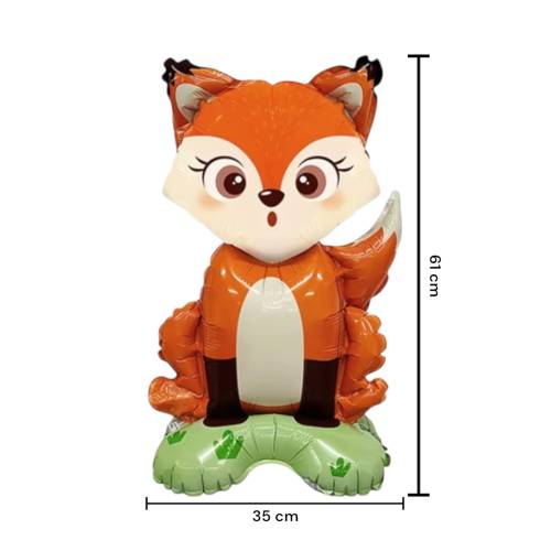 Balon din folie metalizata, model Vulpe, umflare aer sau heliu, Multicolor