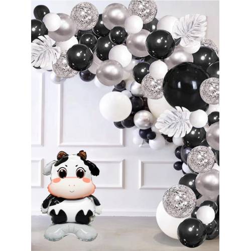 Balon din folie metalizata, model Vacuta, umflare aer sau heliu, Multicolor