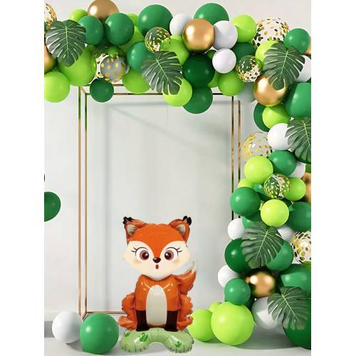 Balon din folie metalizata, model Vulpe, umflare aer sau heliu, Multicolor