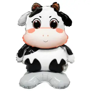 Balon din folie metalizata, model Vacuta, umflare aer sau heliu, Multicolor