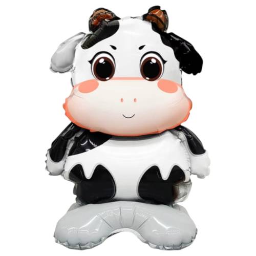 Balon din folie metalizata, model Vacuta, umflare aer sau heliu, Multicolor