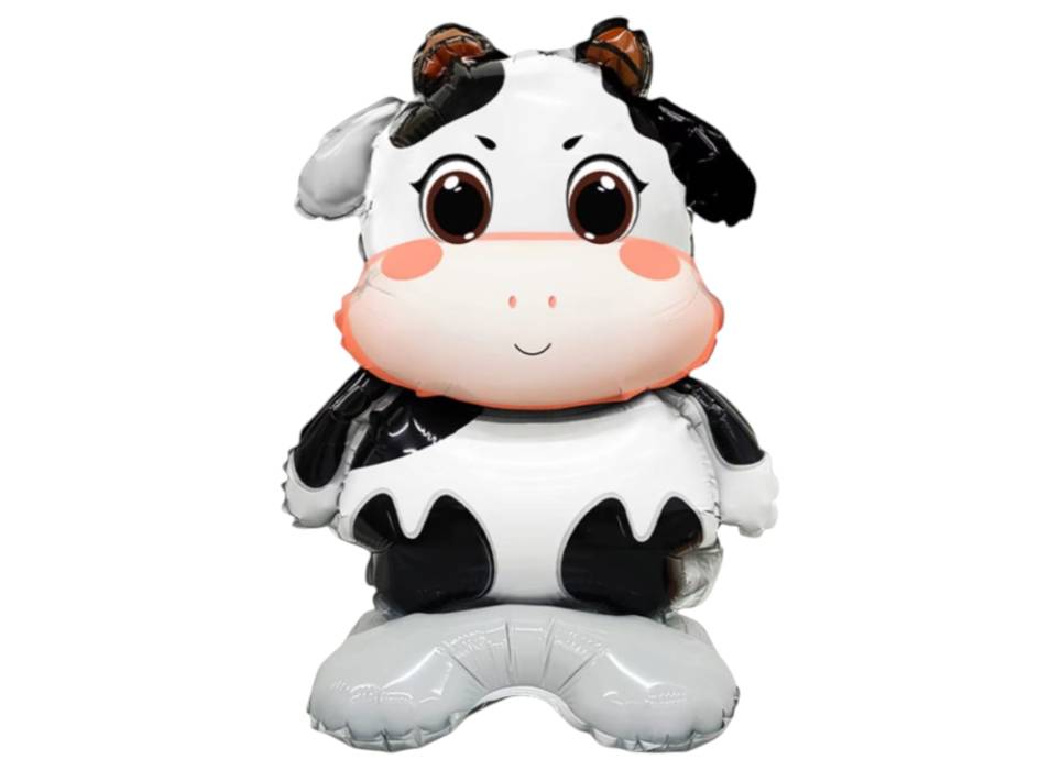 Balon din folie metalizata, model Vacuta, umflare aer sau heliu, Multicolor