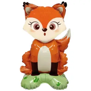 Balon din folie metalizata, model Vulpe, umflare aer sau heliu, Multicolor