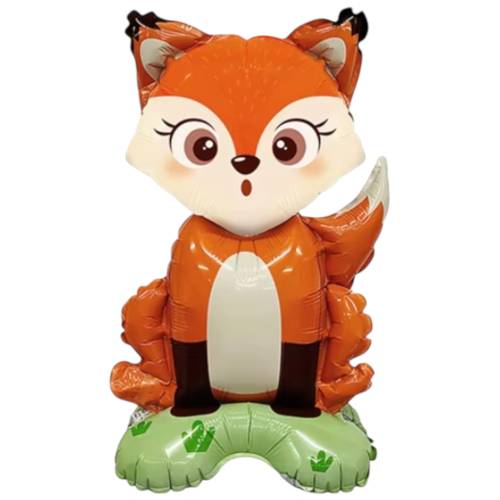 Balon din folie metalizata, model Vulpe, umflare aer sau heliu, Multicolor