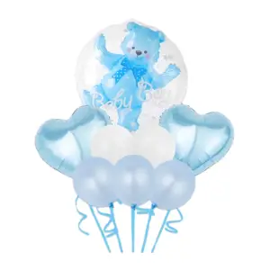 Baloane decorative, tip Gender Reveal, model Baby Boy, Set 8 baloane, Albastru