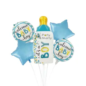 Baloane decorative, tip Gender Reveal, model It's a boy, Set 5 baloane, Albastru