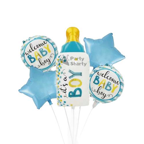 Baloane decorative, tip Gender Reveal, model It's a boy, Set 5 baloane, Albastru