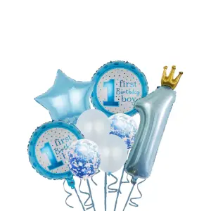 Baloane decorative, tip Prima Aniversare, model It's a boy, Set 8 baloane, Albastru