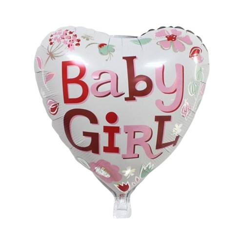 Baloane decorative, tip Prima Aniversare, model Baby Girl, Set 13 baloane, Roz