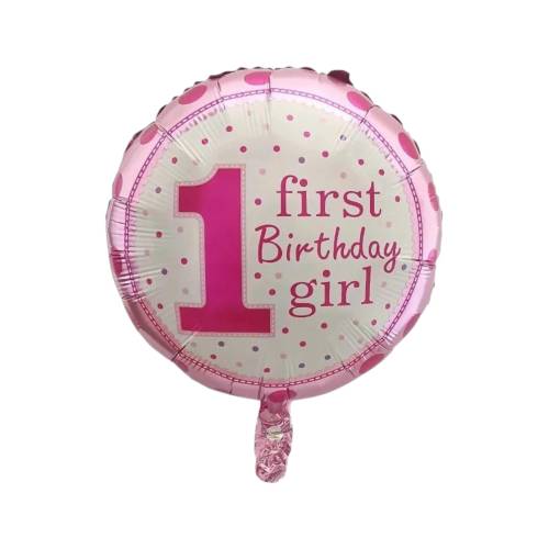 Baloane decorative, tip Prima Aniversare, model It's a girl, Set 13 baloane, Roz Baloane decorative, tip Prima Aniversare, model It's a girl, Set 13 baloane, Roz