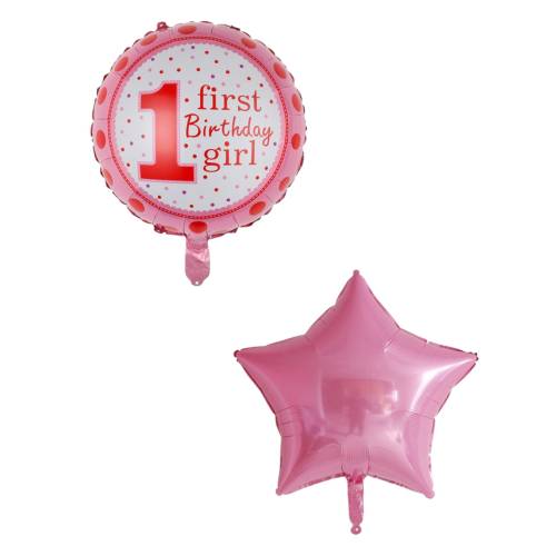 Baloane decorative, tip Prima Aniversare, model It's a girl, Set 8 baloane, Roz Baloane decorative, tip Prima Aniversare, model It's a girl, Set 8 baloane, Roz