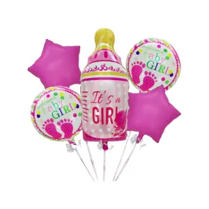 Baloane decorative, tip Gender Reveal, model It's a girl, Set 5 baloane, Roz