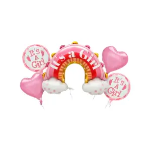 Baloane decorative, tip Gender Reveal, model It's a girl, Set 5 baloane, Roz